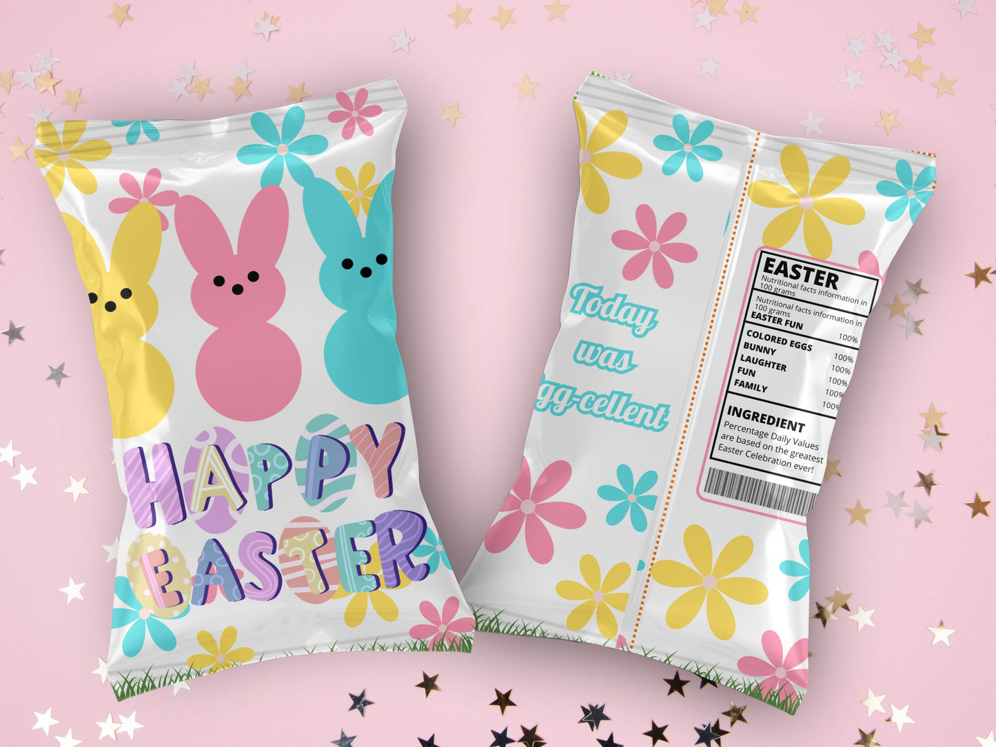 Easter Chip or Treat Bag Wrapper | Easter Basket Treats | Easter Party Favors | Instant Download | Digital File Only
