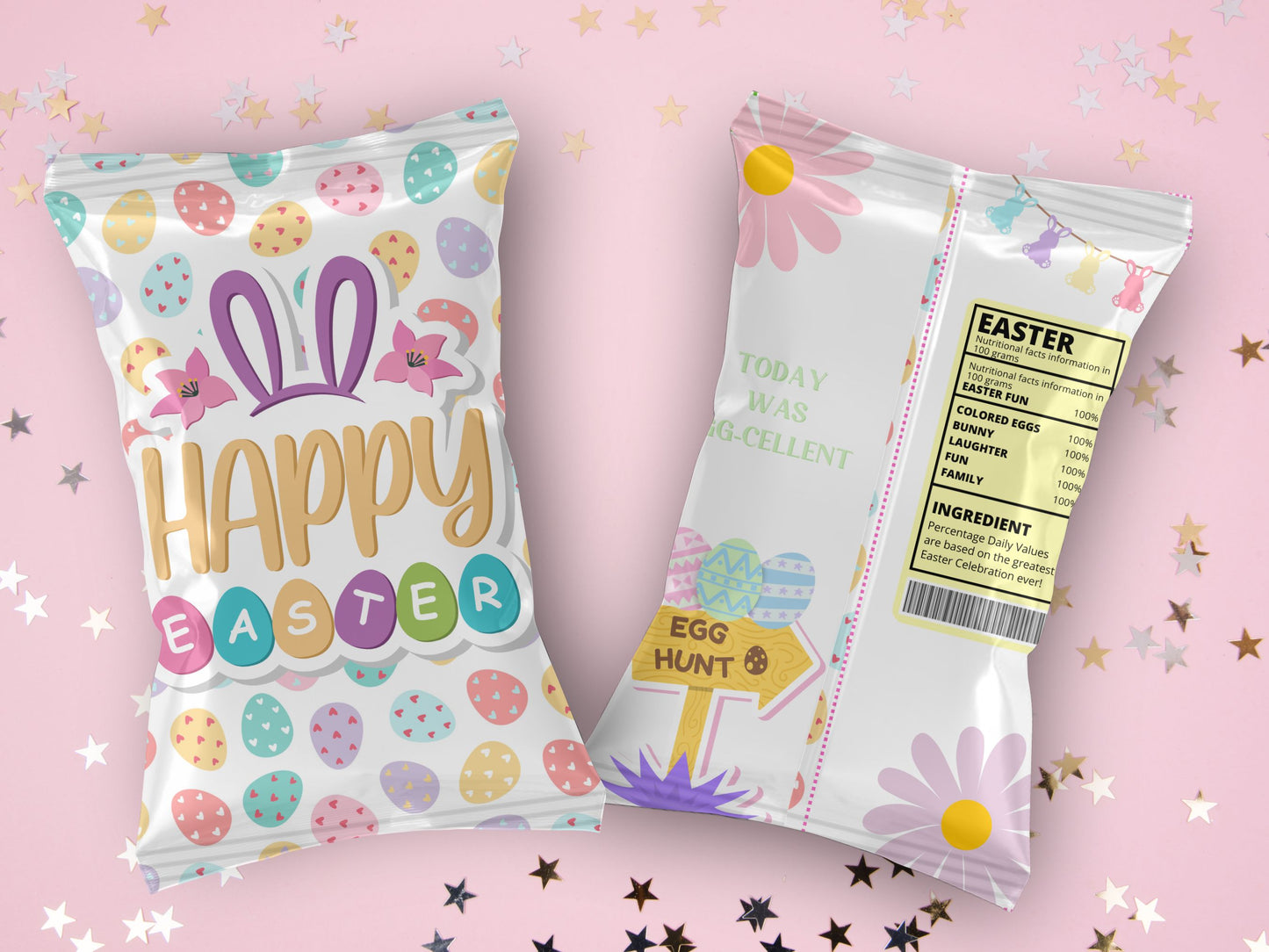 Easter Chip or Treat Bag Wrapper | Easter Basket Treats | Easter Party Favors | Instant Download | Digital File Only