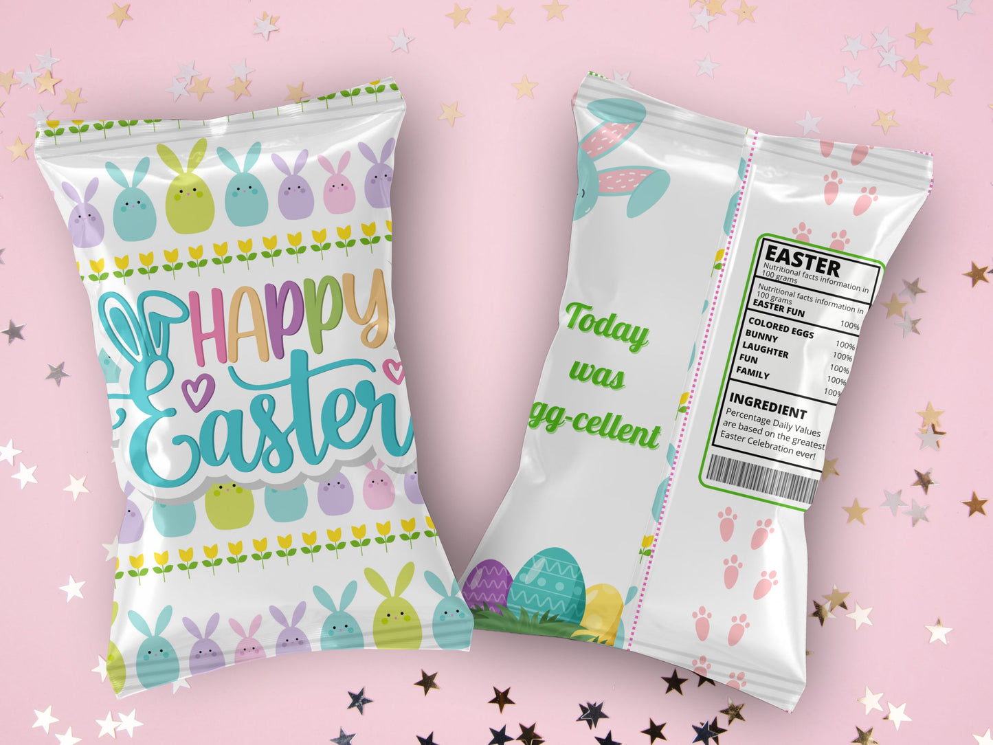 Easter Chip or Treat Bag Wrapper | Easter Basket Treats | Easter Party Favors | Instant Download | Digital File Only