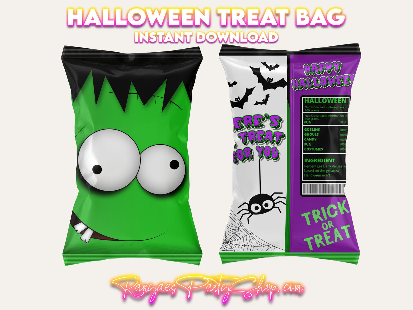 Halloween Treat Bags | Kids Halloween Treats | Instant Download | You Download | You Print | You Assemble