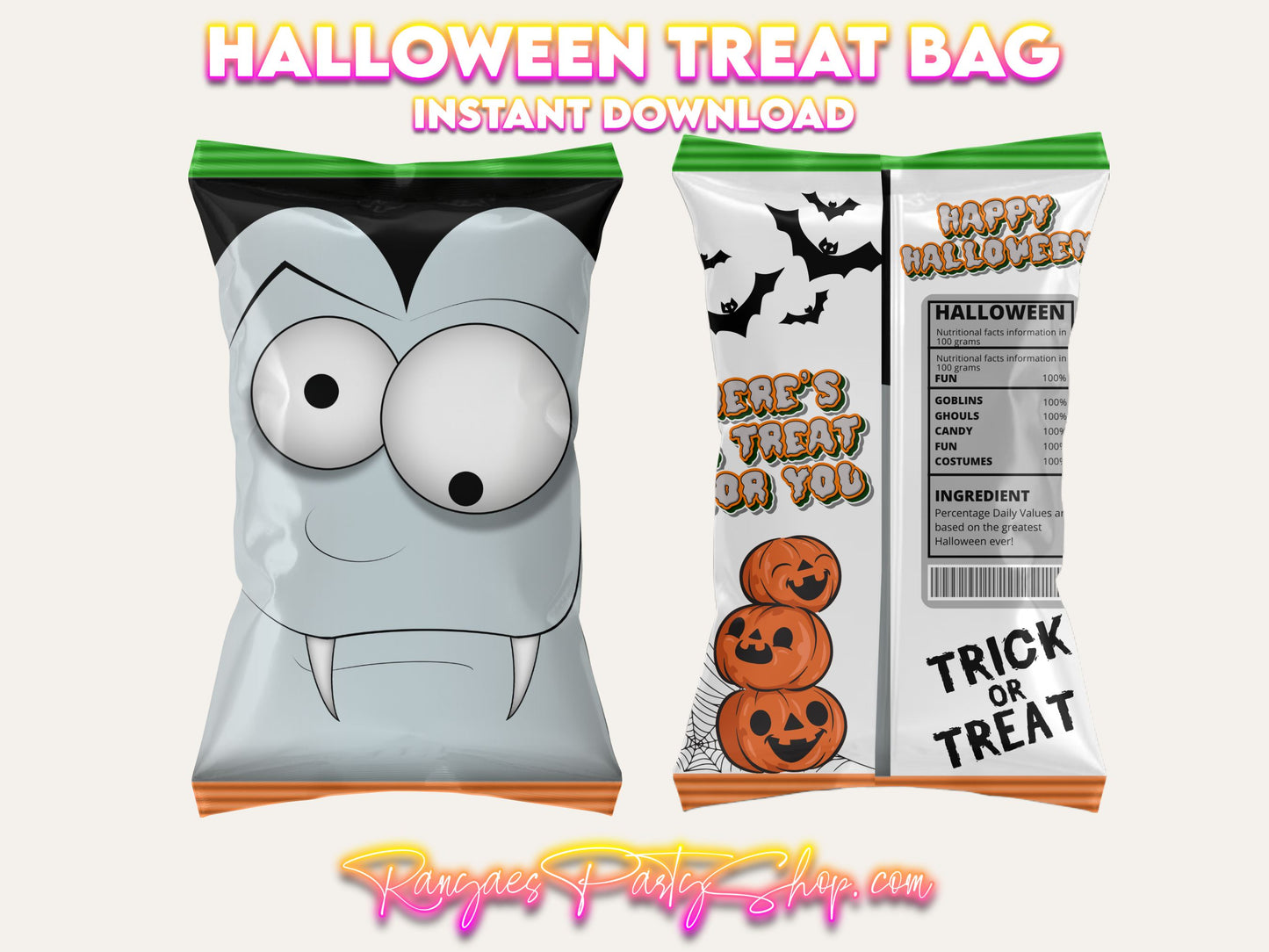 Halloween Treat Bags | Kids Halloween Treats | Instant Download | You Download | You Print | You Assemble