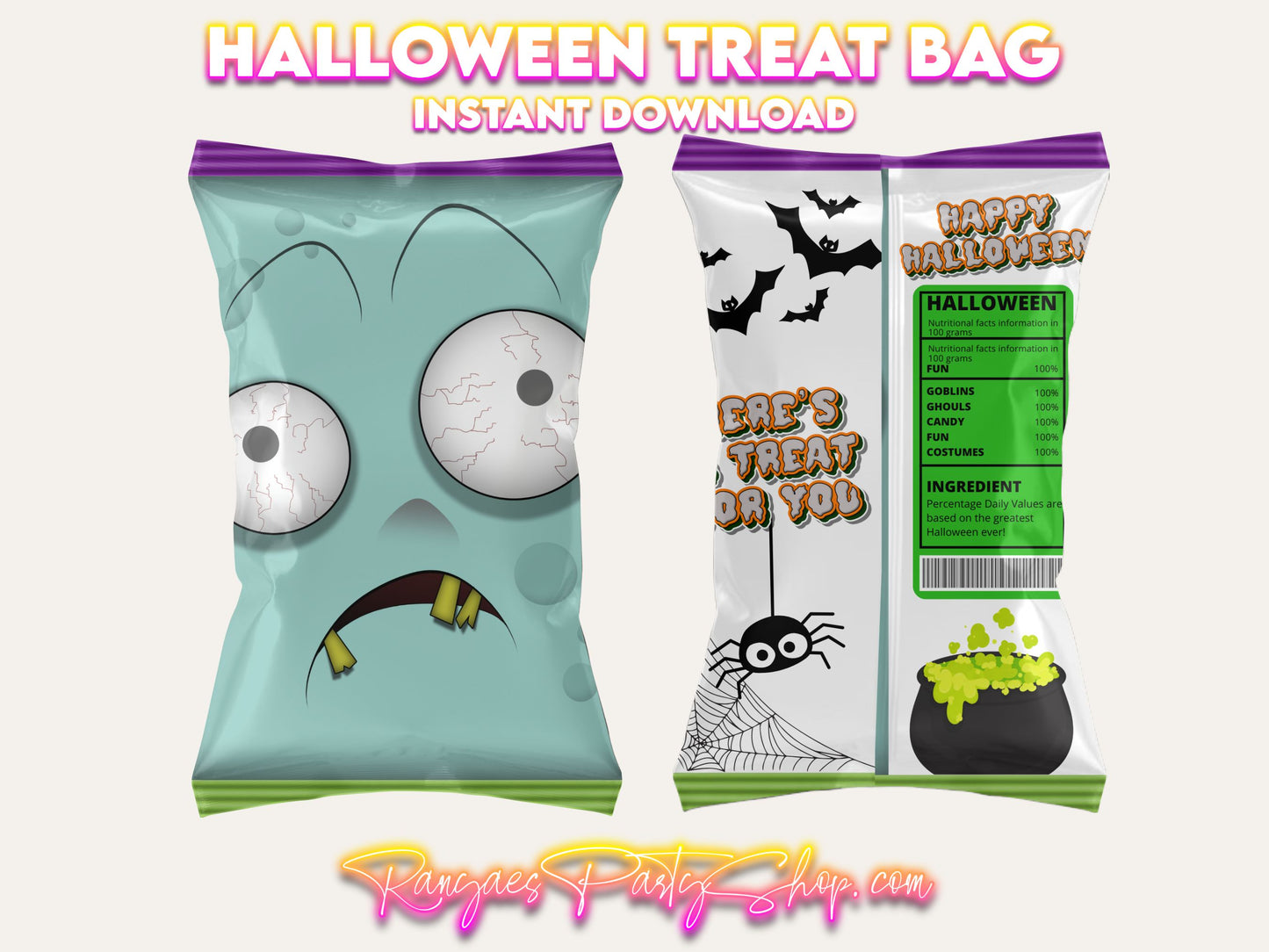 Halloween Treat Bags | Kids Halloween Treats | Instant Download | You Download | You Print | You Assemble