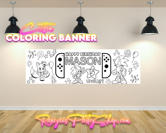 Sonic Birthday Coloring Banner | Coloring Fun | Family Fun | Group Activity | Birthday Party Activity | Coloring Banner