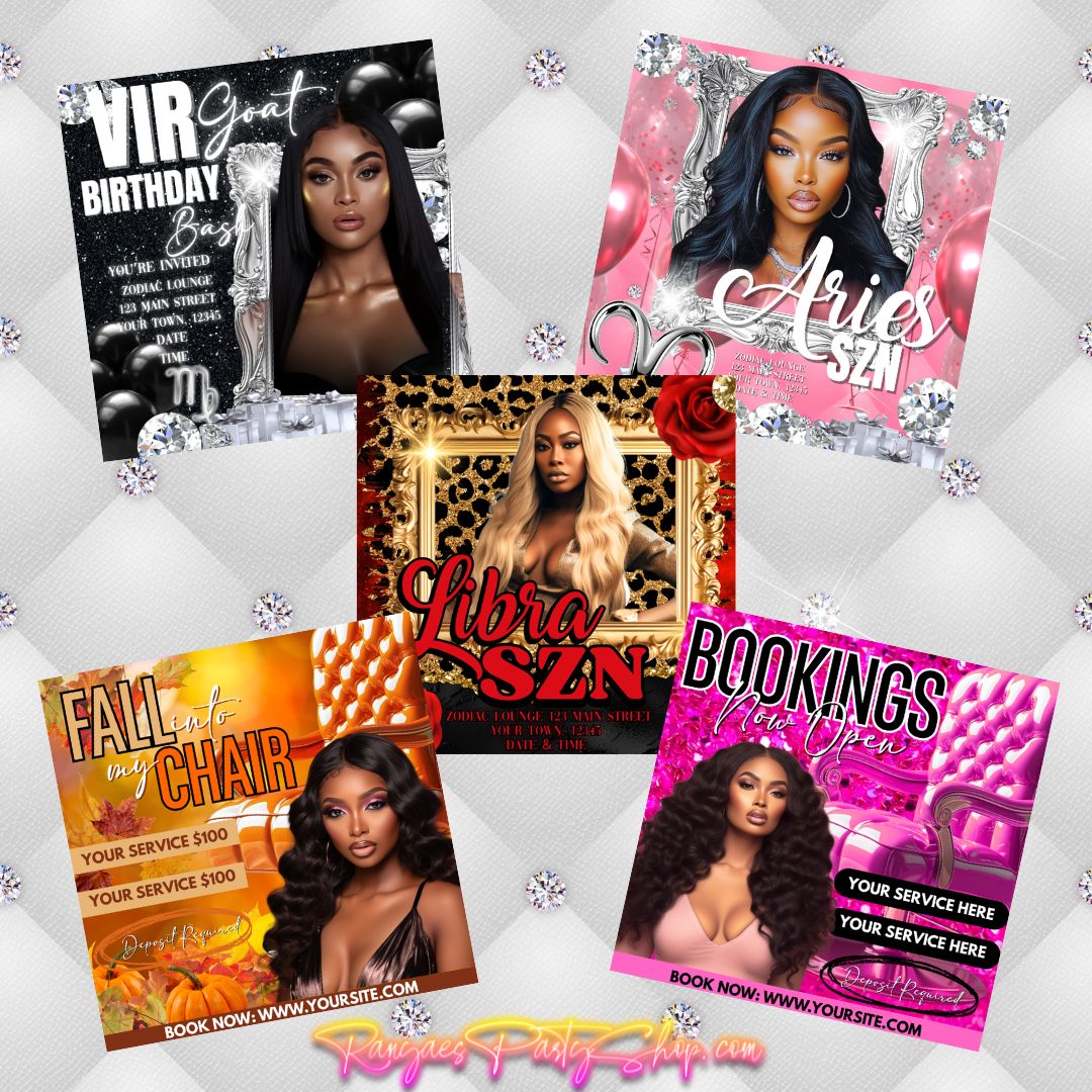 Glam Flyer Bundle | Digital Flyer Bundle | Social Media Flyers | Edit Text with CANVA PRO | Digital File Only