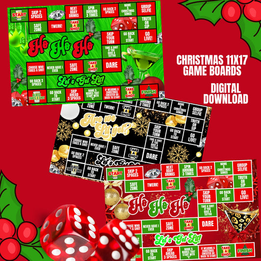 Adult Drinking Christmas Game Board Sets | Christmas Party Game | INSTANT DOWNLOAD | 11x17 Game Board Files