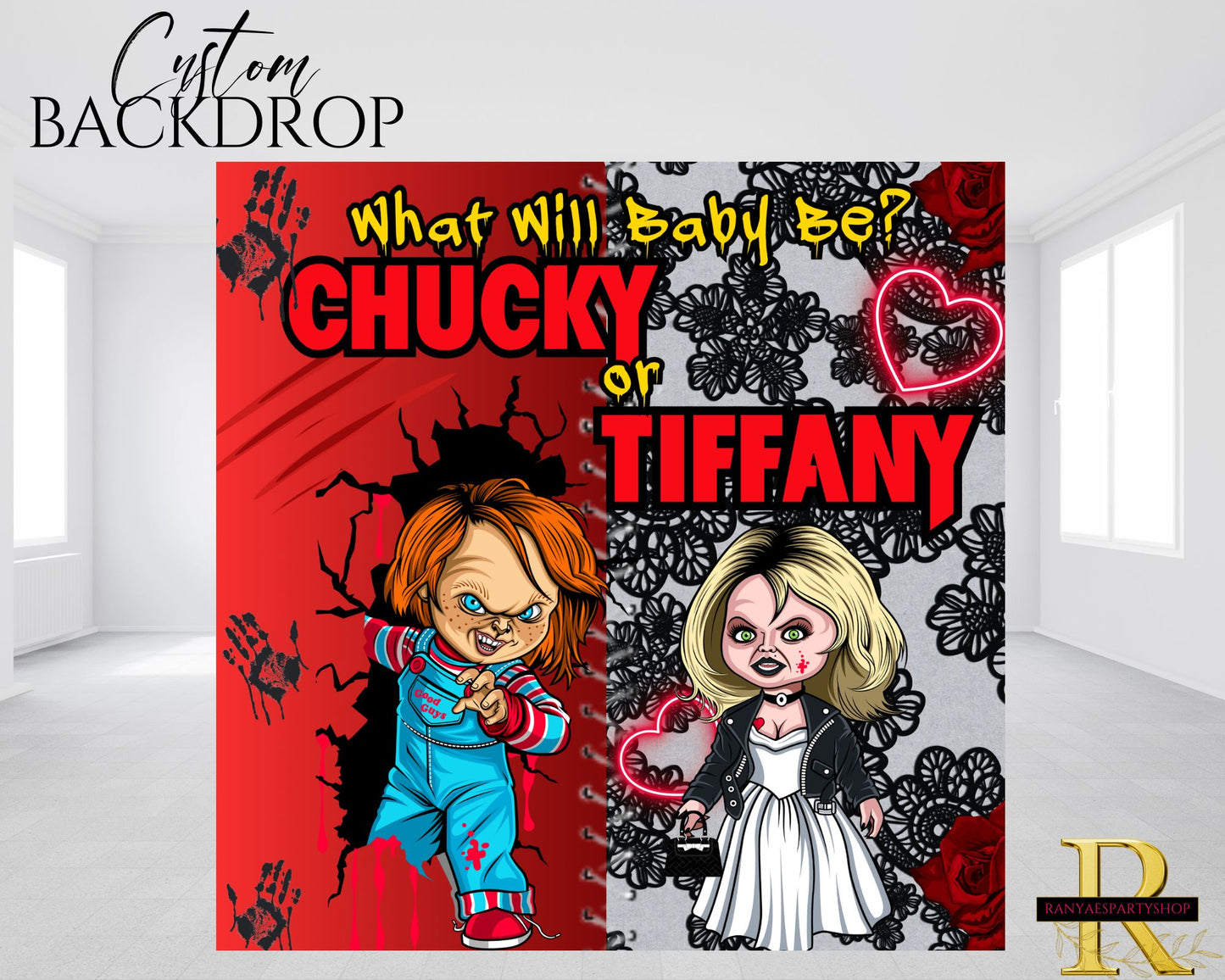 Chucky or Tiffany Gender Reveal Backdrop | Chucky or Tiffany | Gender Reveal Backdrop | What Will Baby Be