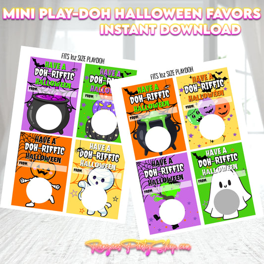 Halloween Mini Doh Favors Cards  | INSTANT DOWNLOAD | You Print & Assemble | Mini Doh Party Favors