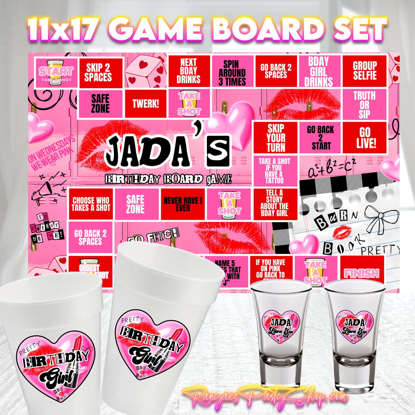 Ladies Night Game Board Sets | Party Game Boards | Adult Custom Party Items | 11x17 Game Board