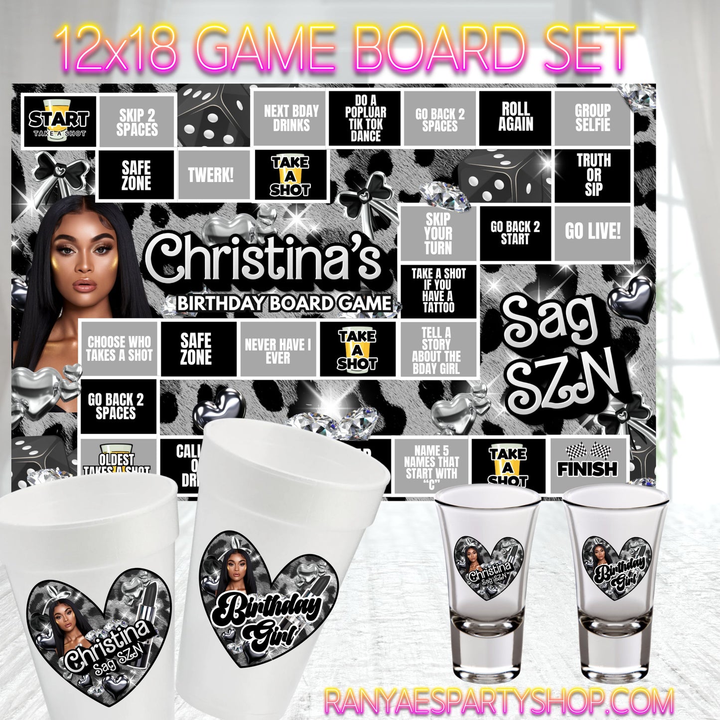Birthday Game Board Sets | Party Game Boards | Adult Custom Party Items | 12x18 Game Board