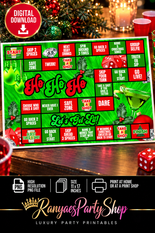 11x17 Printable Party Game Board | Digital Download | Christmas Party Games & Adult Party Games