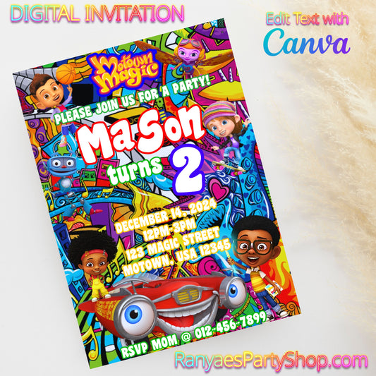 Motown Magic 5x7 Digital Invitation | Motown Magic Party Invite | Edit Text with Canva | Birthday Party Invitation | Digital File Only