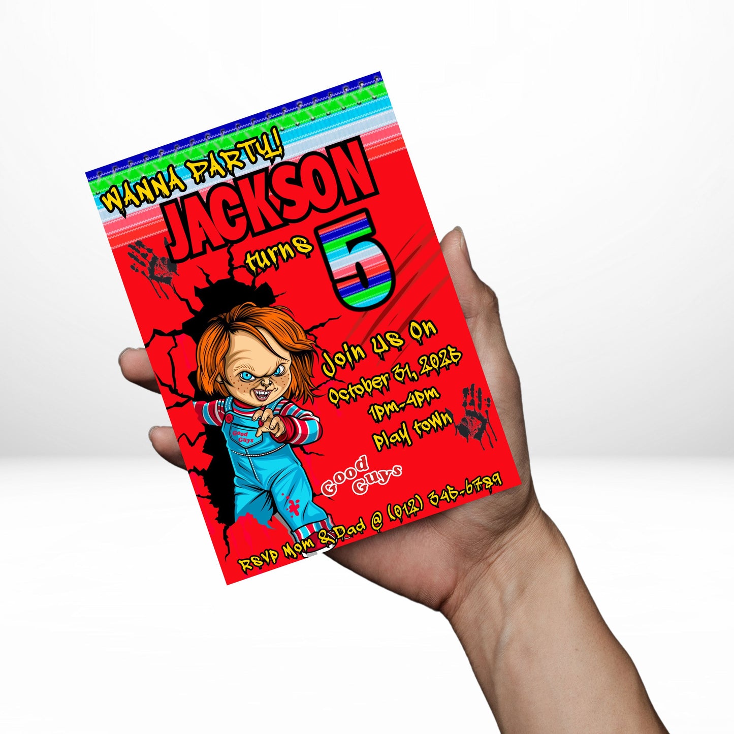 Chucky 5x7 Digital Invitation | Chucky Party Invite | Edit Text with Canva | Birthday Party Invitation | Digital File Only