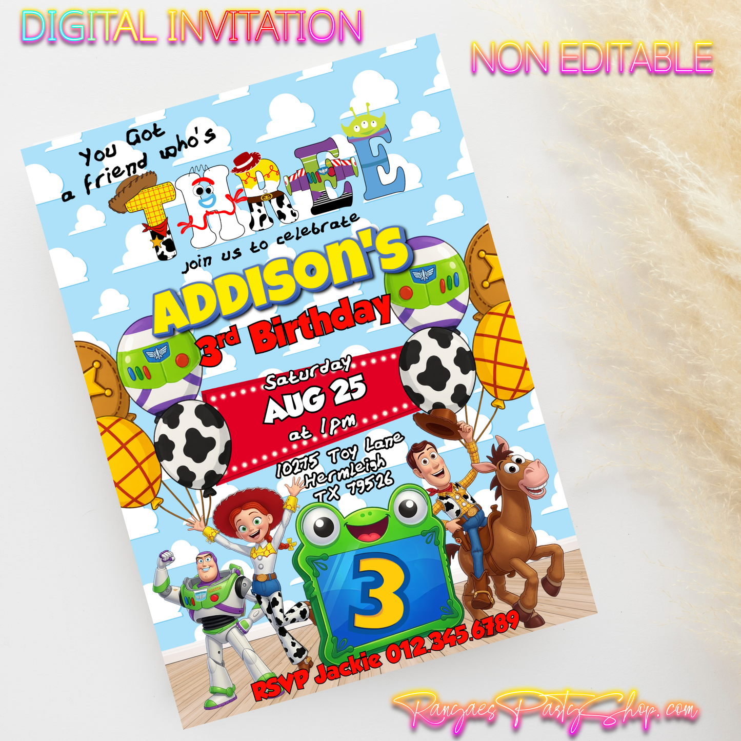 Toy Story 5x7 Digital Invitation | Toy Story Party Invite | NON EDITABLE | Birthday Party Invitation | Digital File Only