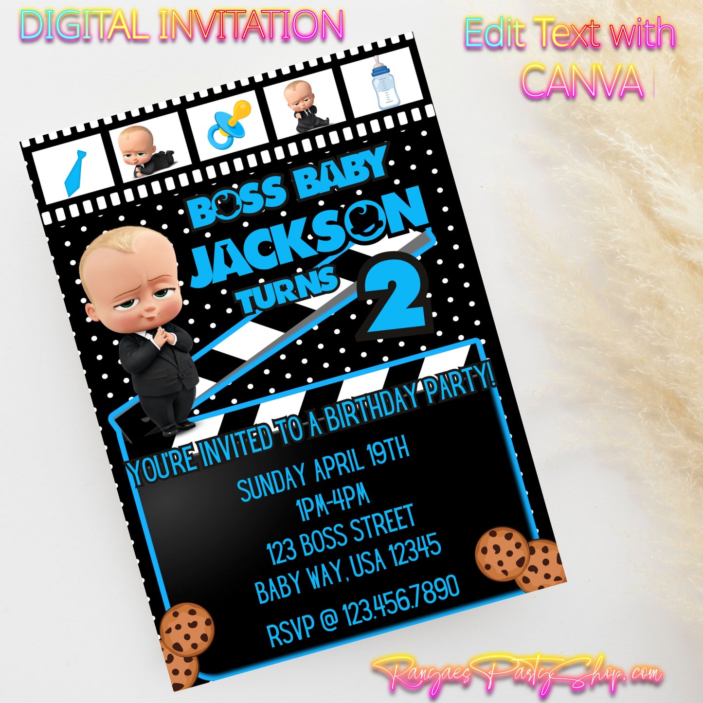 Boss Baby 5x7 Digital Invitation | Boss Baby Party Invite | Edit Text with CANVA | Birthday Party Invitation | Digital File Only