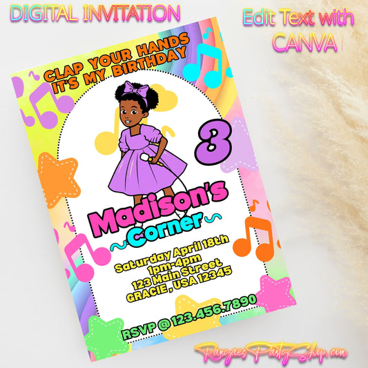 Gracie's Corner 5x7 Digital Invitation | Gracie's Corner Birthday Invite | Edit Text with CANVA | Digital File Only