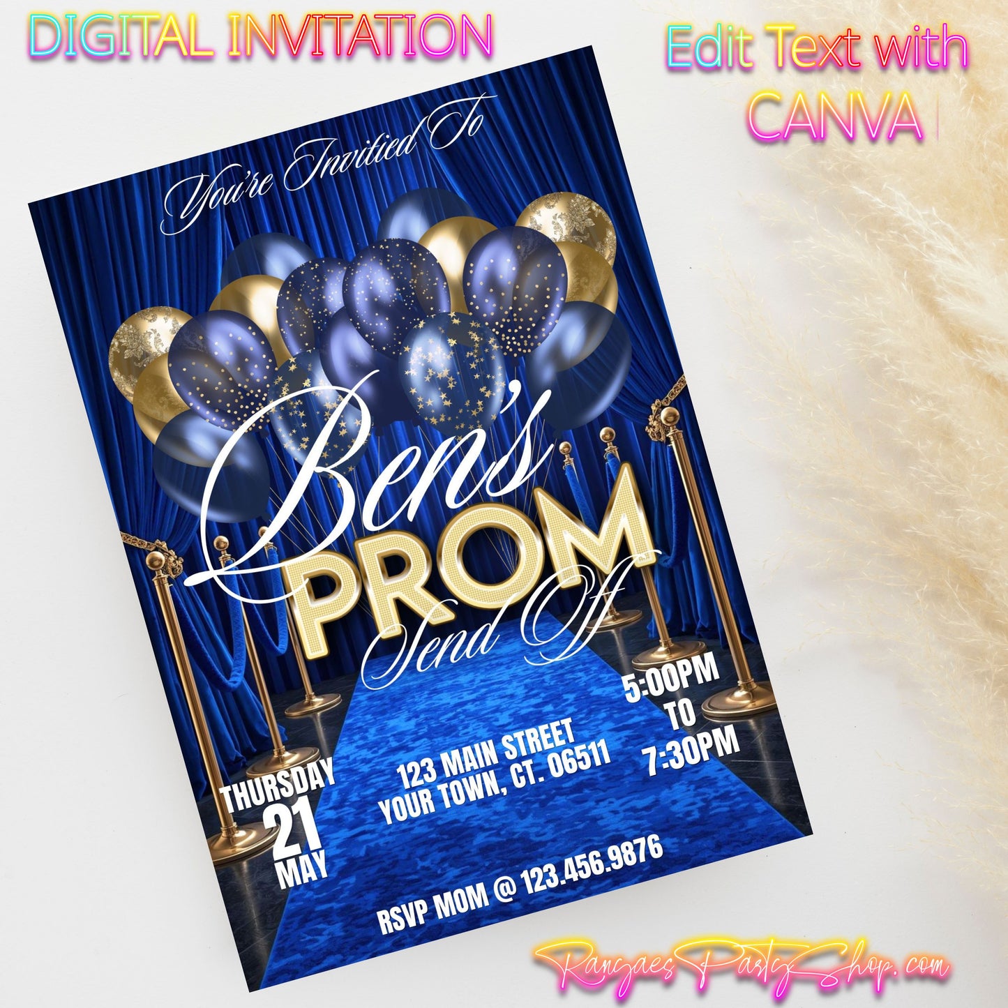 Prom Send Off 5x7 Digital Invitation | Prom Send Off Party Invitation | Edit Text with CANVA | Digital File Only