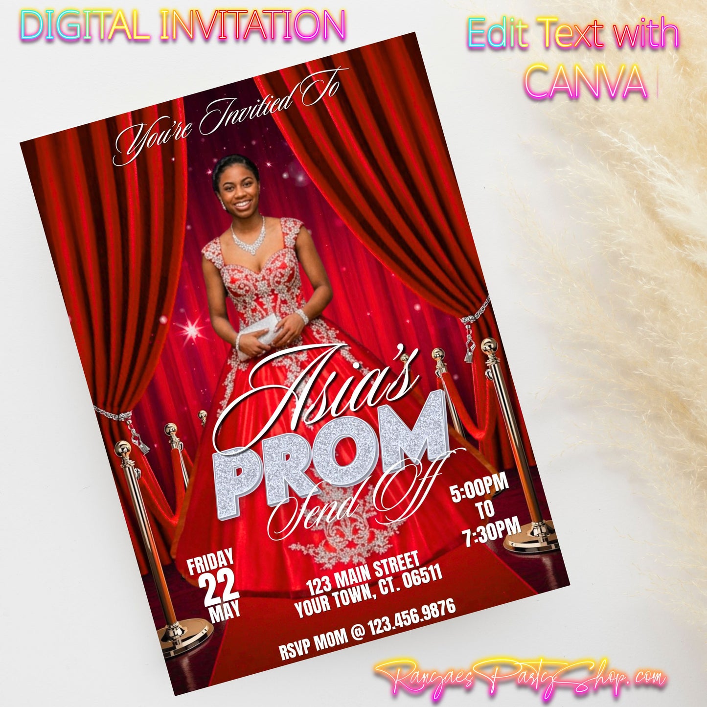 Prom Send Off 5x7 Digital Invitation | Prom Send Off Party Invitation | Edit Text with CANVA | Digital File Only