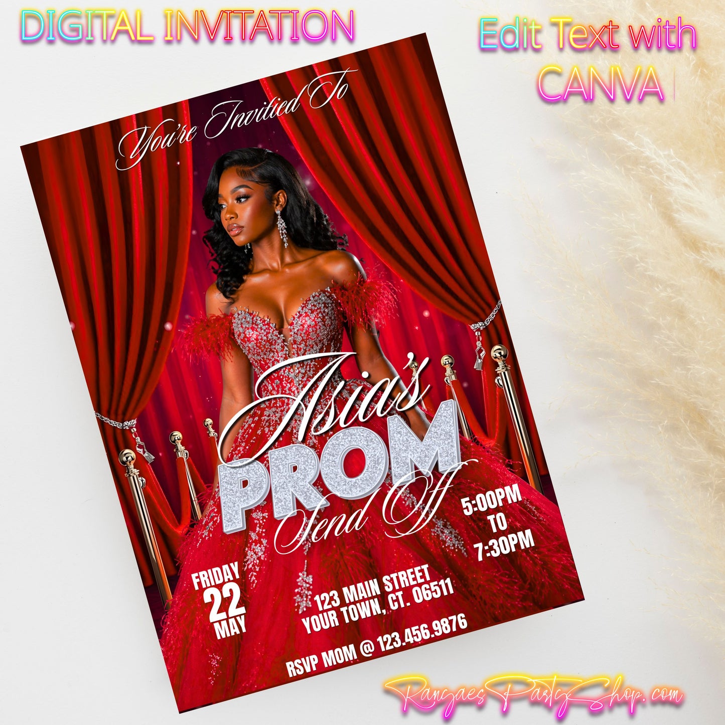Prom Send Off 5x7 Digital Invitation | Prom Send Off Party Invitation | Edit Text with CANVA | Digital File Only