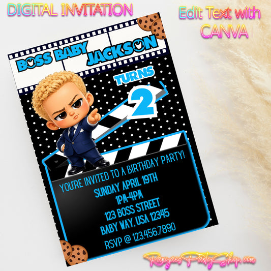 Boss Baby 5x7 Digital Invitation | Boss Baby Party Invite | Edit Text with CANVA | Birthday Party Invitation | Digital File Only