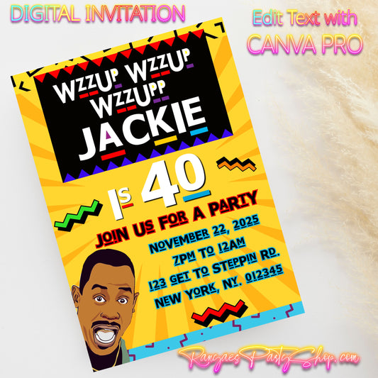 Martin 5x7 Digital Invitation | 90's Theme Birthday Invite | Edit Text with CANVA PRO | Digital File Only