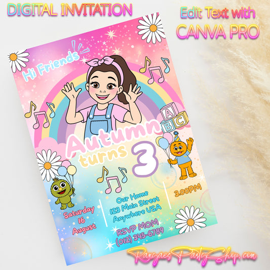 Ms. Rachel 5x7 Digital Invitation | Ms. Rachel Party Invite | Edit Text with CANVA PRO | Birthday Party Invitation | Digital File Only