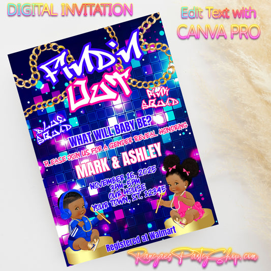 Find'N Out 5x7 Digital Invitation | Find'N Out Gender Reveal Invite | Edit Text with CANVA PRO | Digital File Only