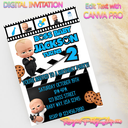 Boss Baby 5x7 Digital Invitation | Boss Baby Party Invite | Edit Text with CANVA PRO | Birthday Party Invitation | Digital File Only