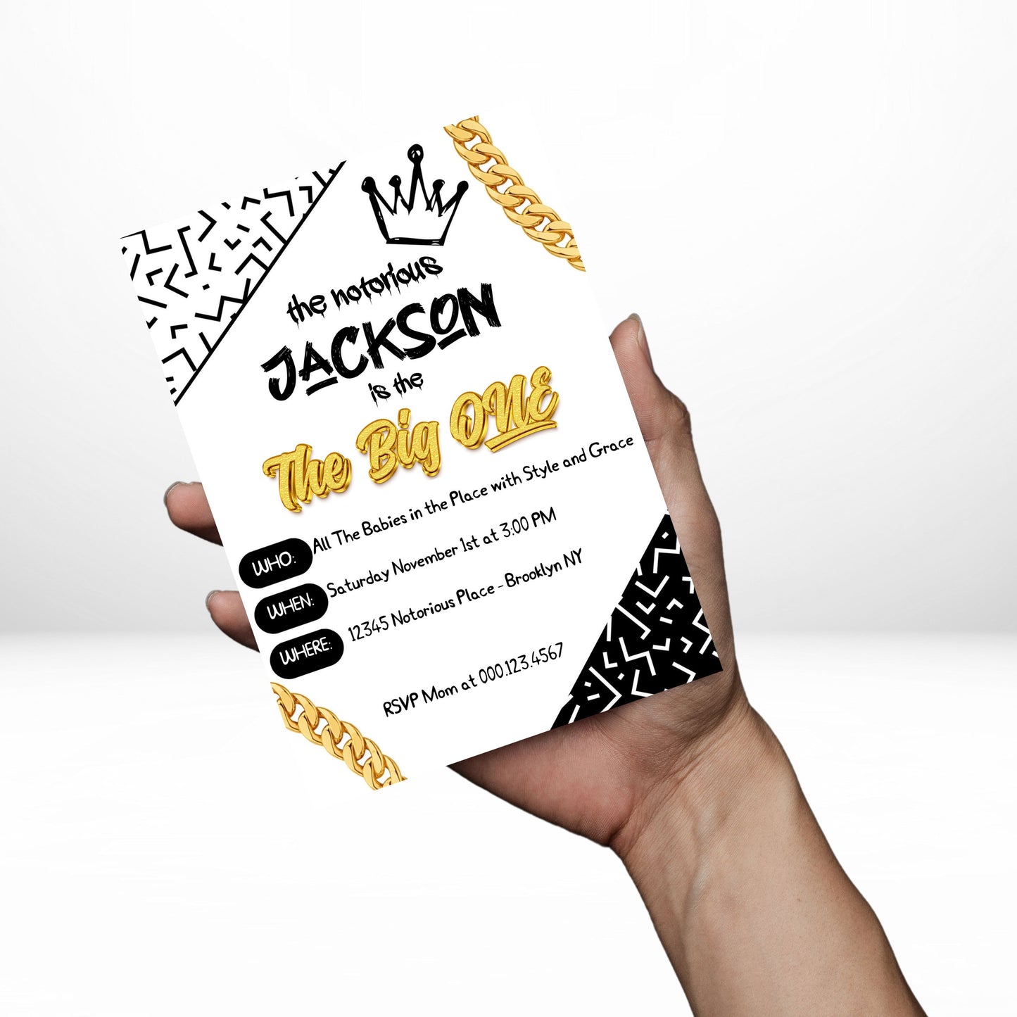 Notorious One 5x7 Digital Invitation | The Big One Party Invite | Edit Text with Canva | Birthday Party Invitation | Digital File Only