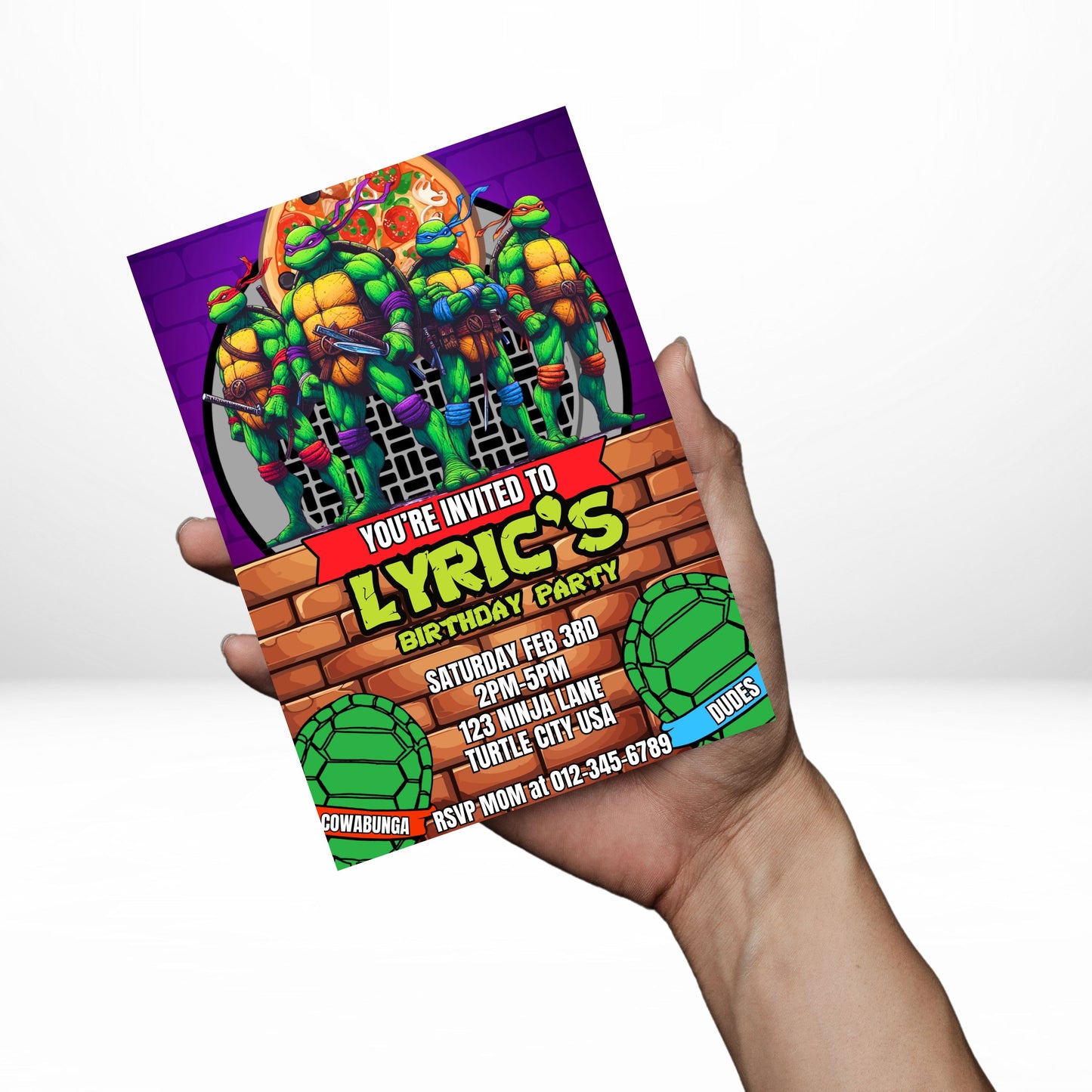 Ninja Turtles 5x7 Digital Invitation | TMNT Party Invite | Edit Text with Canva | Birthday Party Invitation | Digital File Only