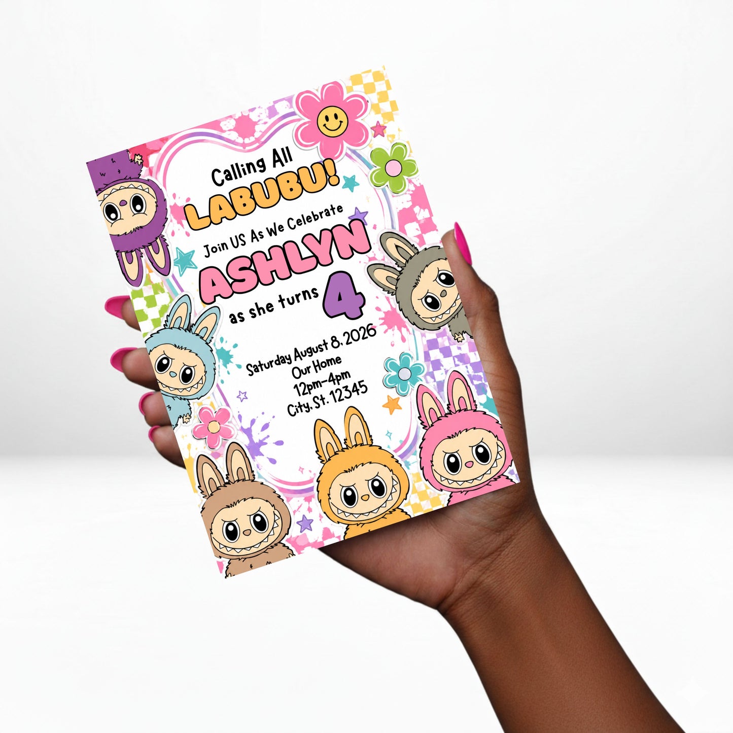 Labubu 5x7 Digital Invitation | Labubu Birthday Party Invite | Edit Text with Canva | Birthday Party Invitation | Digital File Only