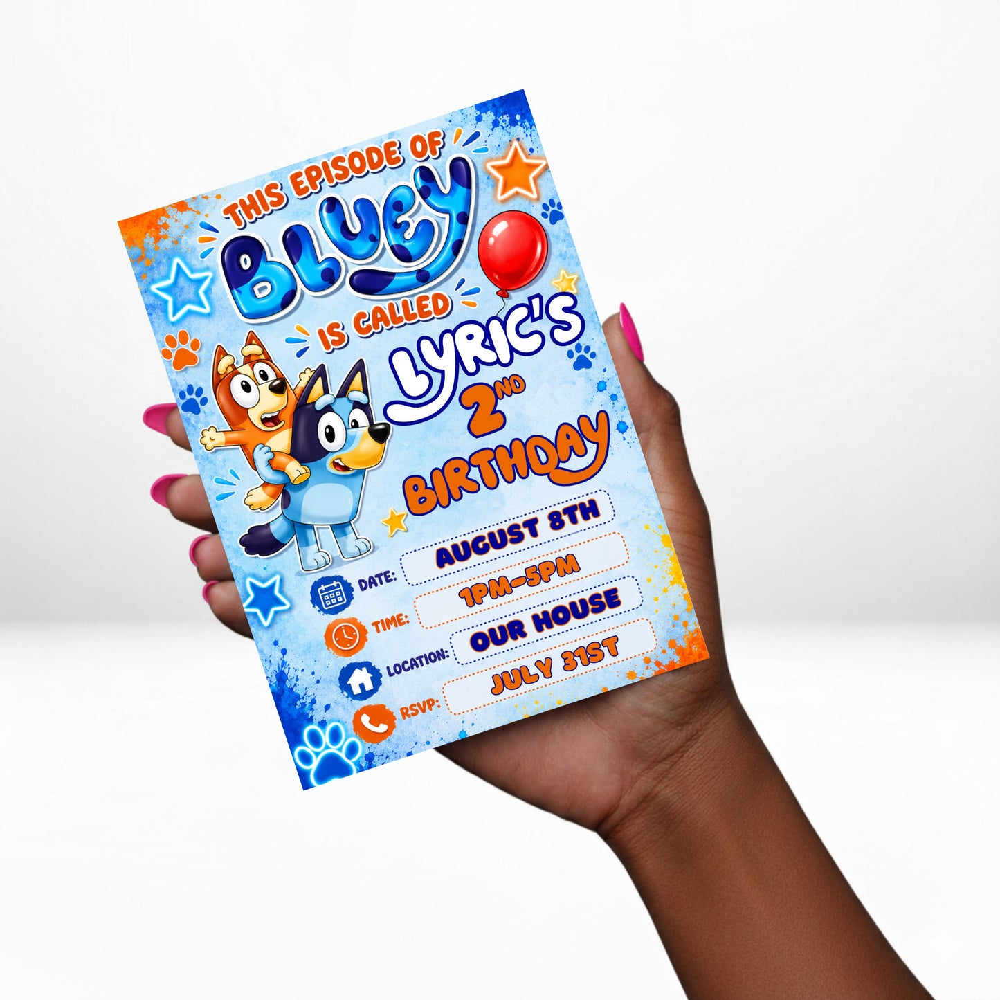 Bluey 5x7 Digital Invitation | Bluey Party Invite | Edit Text with Canva | Birthday Party Invitation | Digital File Only