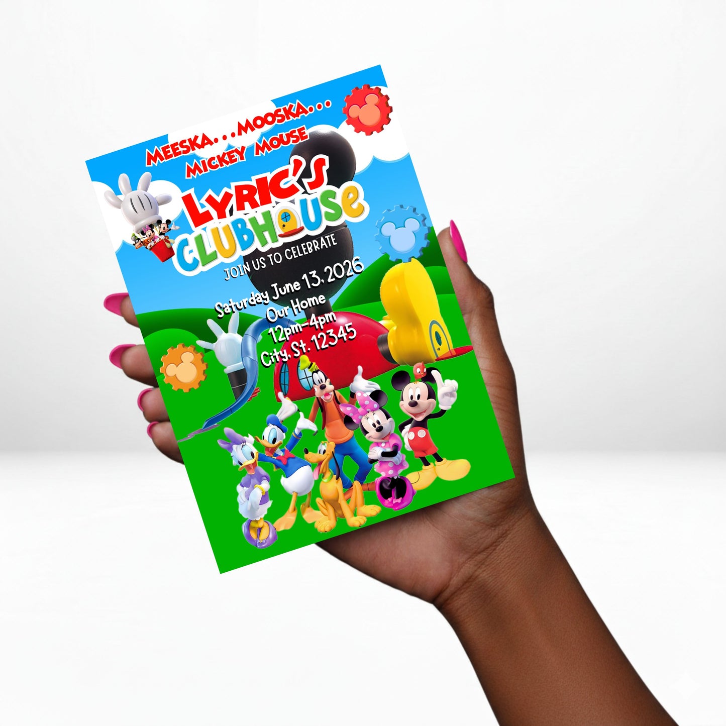 Mickey Mouse Clubhouse 5x7 Digital Invitation | Mickey Mouse Clubhouse Birthday Invite | Edit Text with CANVA | Digital File Only