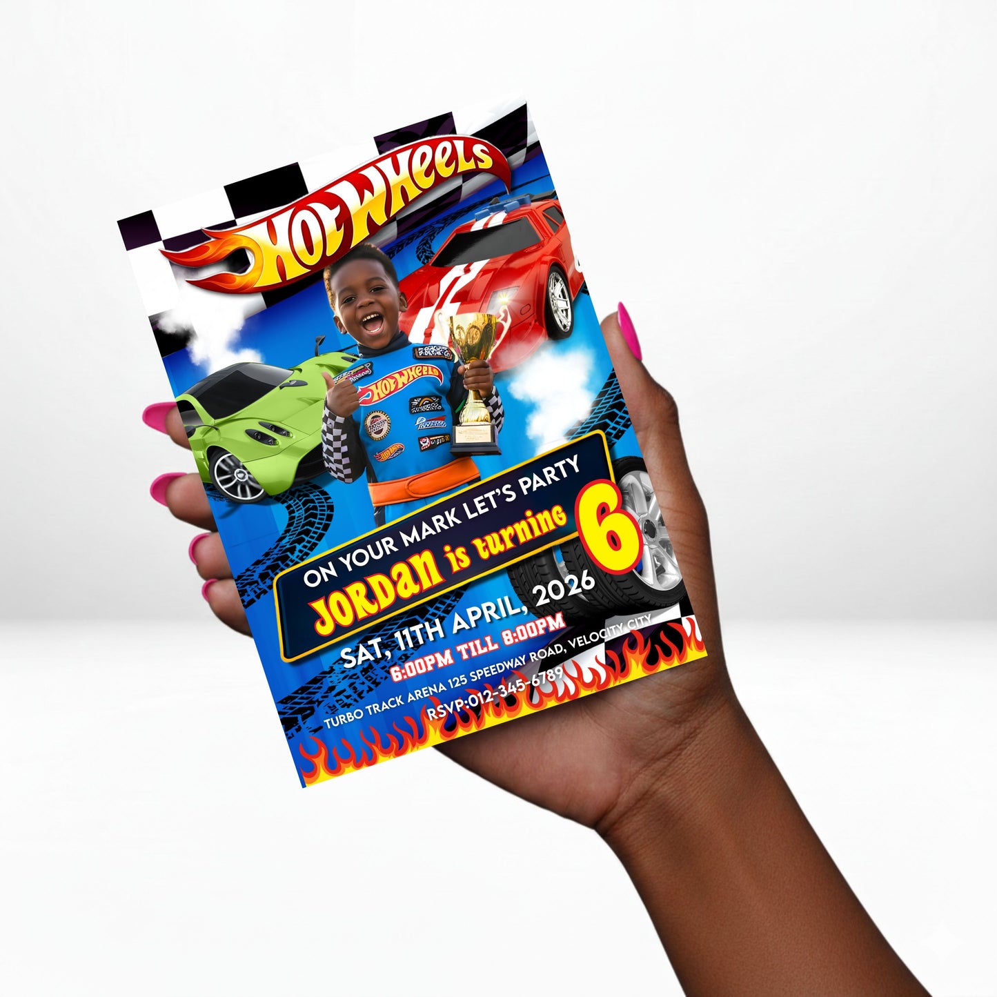 Hot Wheels 5x7 Digital Invitation | Hot Wheels Birthday Invite | Edit Text with CANVA | Digital File Only