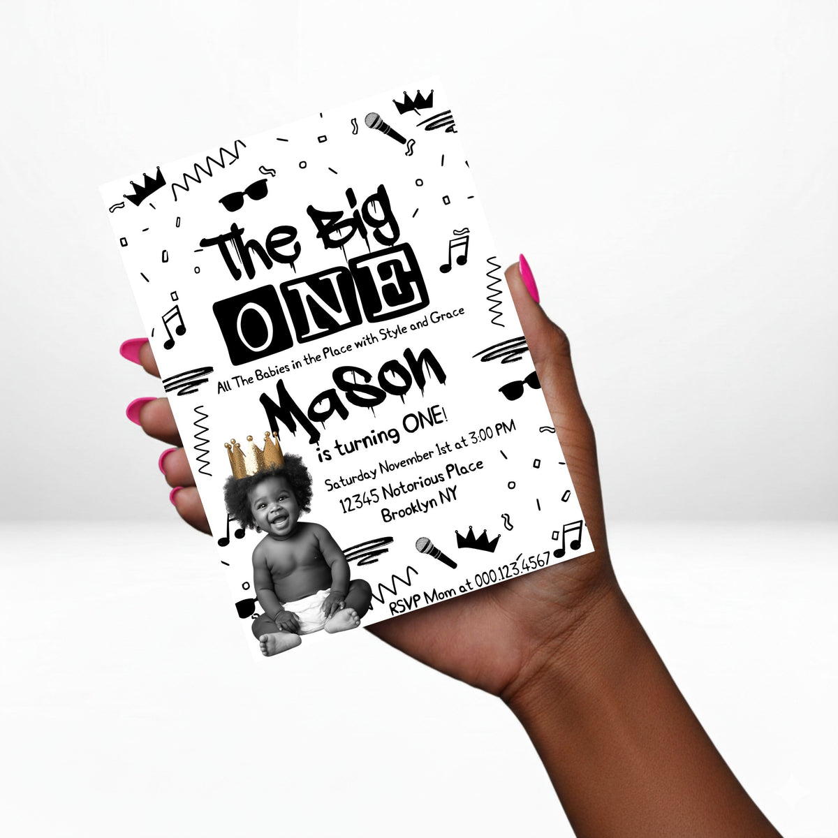 Notorious One 5x7 Digital Invitation | The Big One Party Invite | Edit Text with Canva | Birthday Party Invitation | Digital File Only