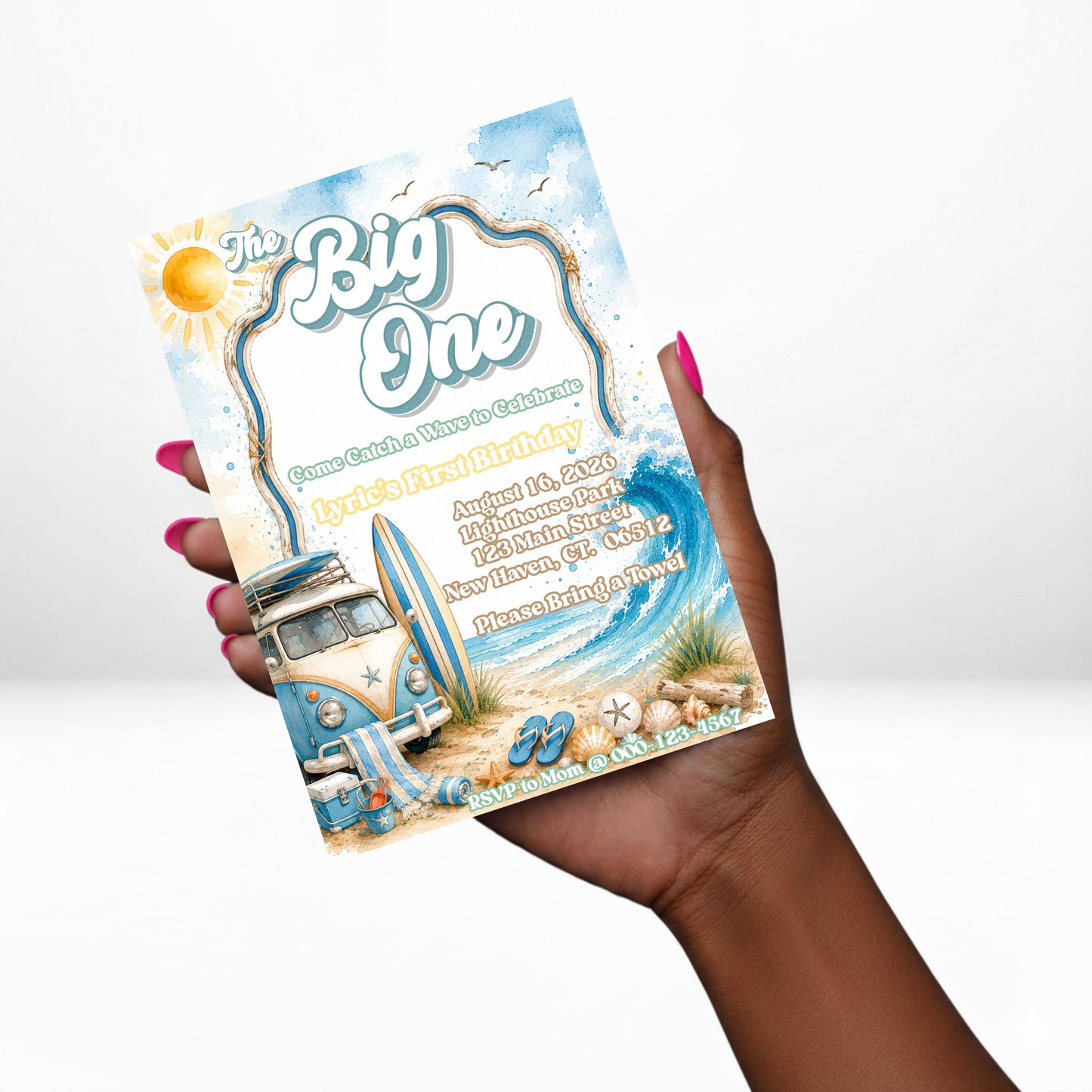 The Big One 5x7 Digital Invitation | The Big One Retro Party Invite | Edit Text with Canva | Birthday Party Invitation | Digital File Only