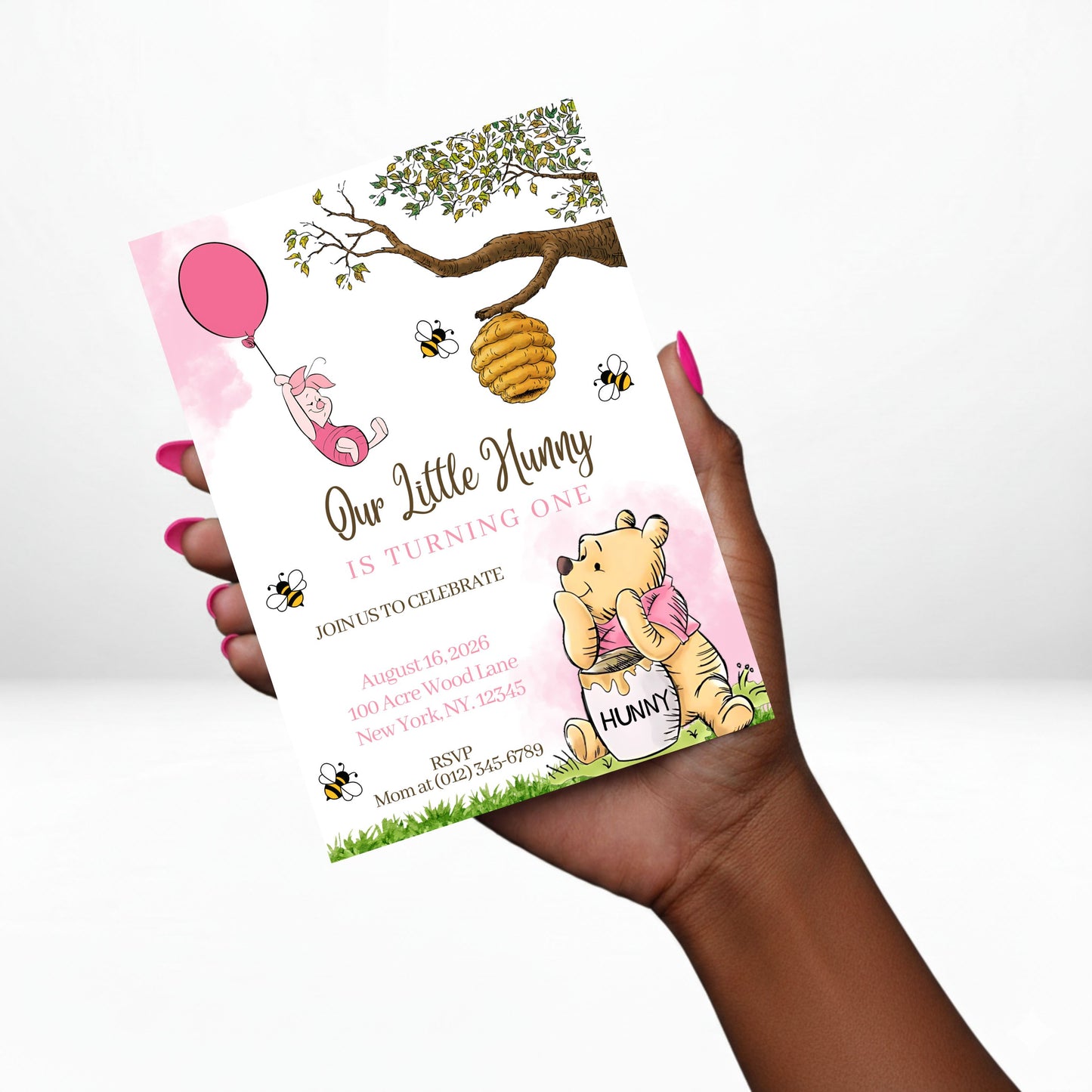 Winnie the Pooh 5x7 Digital Invitation | Winnie the Pooh Party Invite | Edit Text with Canva | Birthday Party Invitation | Digital File Only