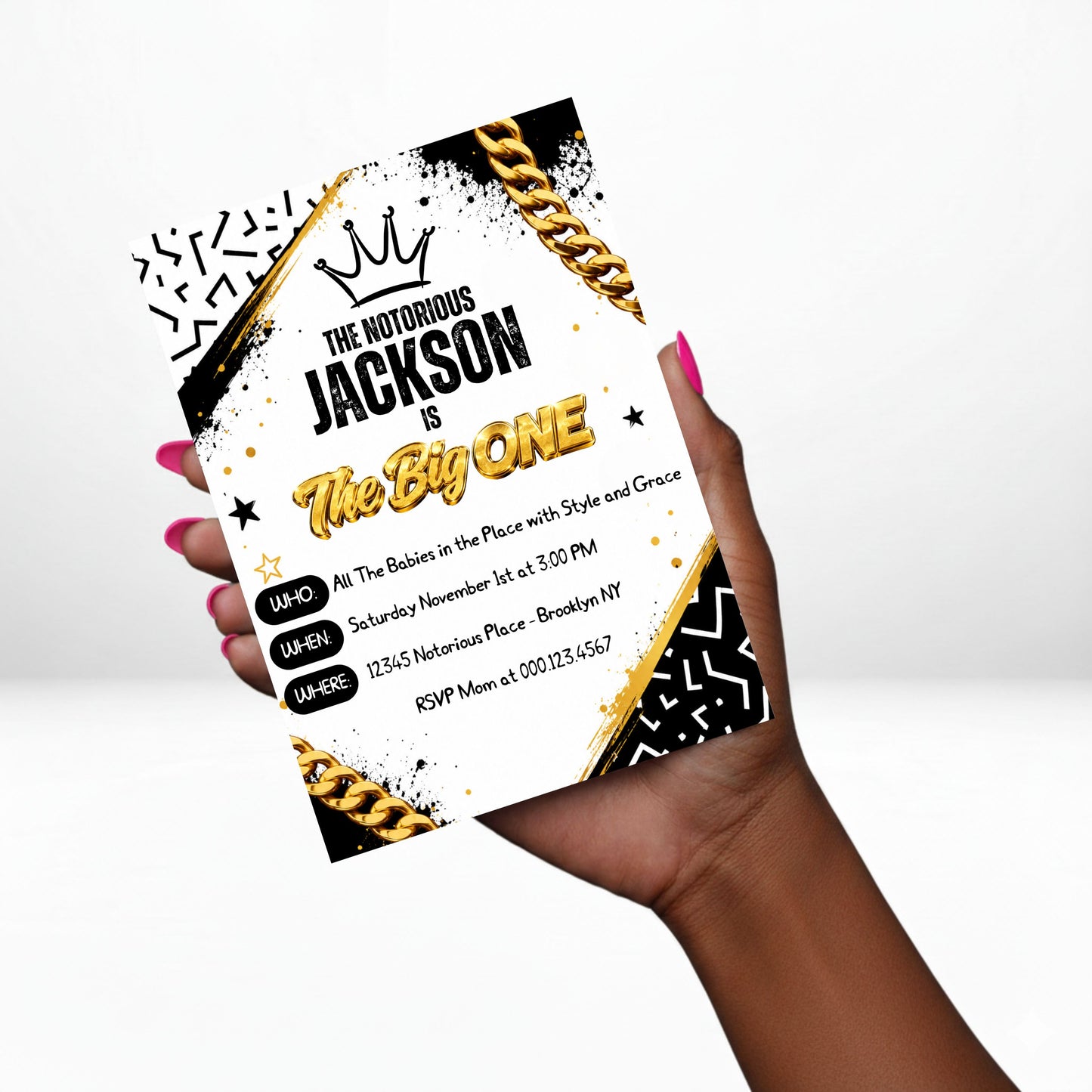 Notorious One 5x7 Digital Invitation | The Big One Party Invite | Edit Text with Canva | Birthday Party Invitation | Digital File Only