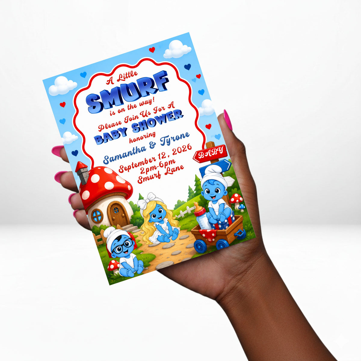 Smurf Baby Shower Invitation | Smurf Baby Shower | Editable Canva Template | Digital Download