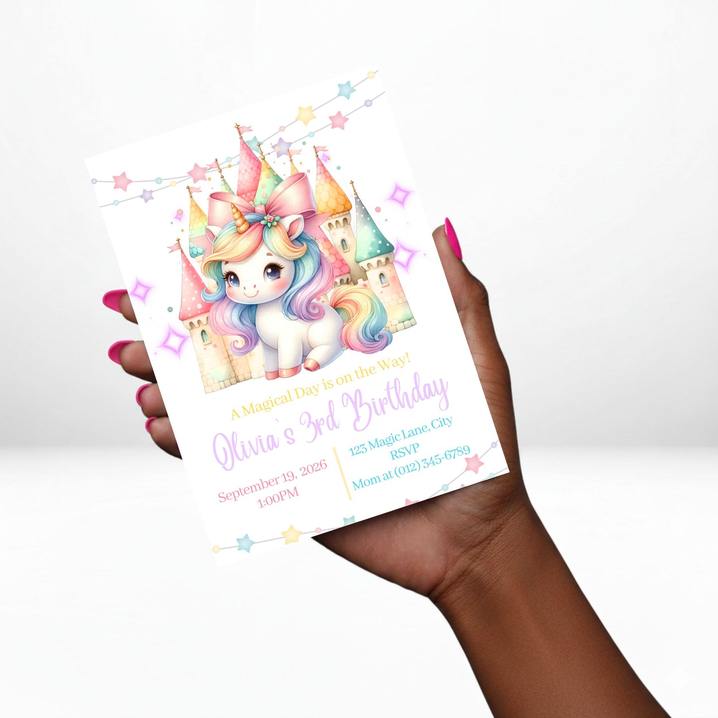 Unicorn 5x7 Digital Invitation | Unicorn Party Invite | Edit Text with Canva | Birthday Party Invitation | Digital File Only