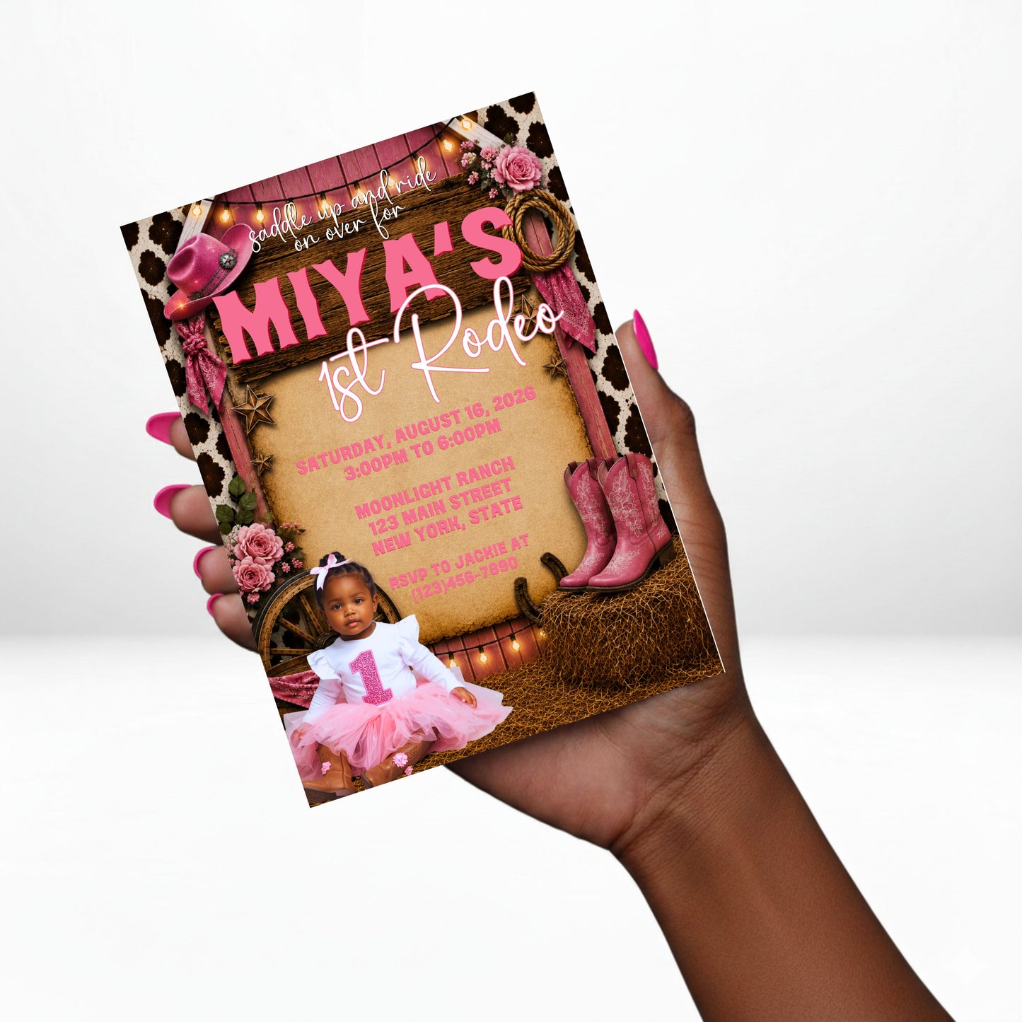 My First Rodeo 5x7 Digital Invitation | Editable Text with  Canva | Rodeo Party Invitation | Digital File Only