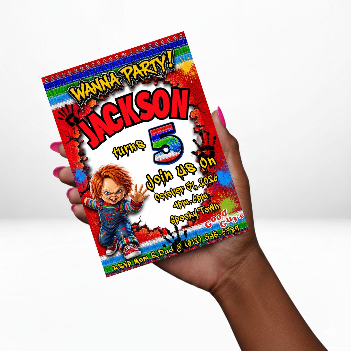 Chucky 5x7 Digital Invitation | Chucky Party Invite | Edit Text with Canva | Birthday Party Invitation | Digital File Only