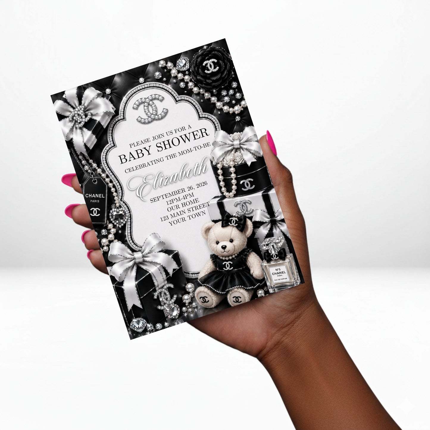 Chanel Baby Shower Invitation | Designer Baby Shower | Editable Canva Template | Digital Download