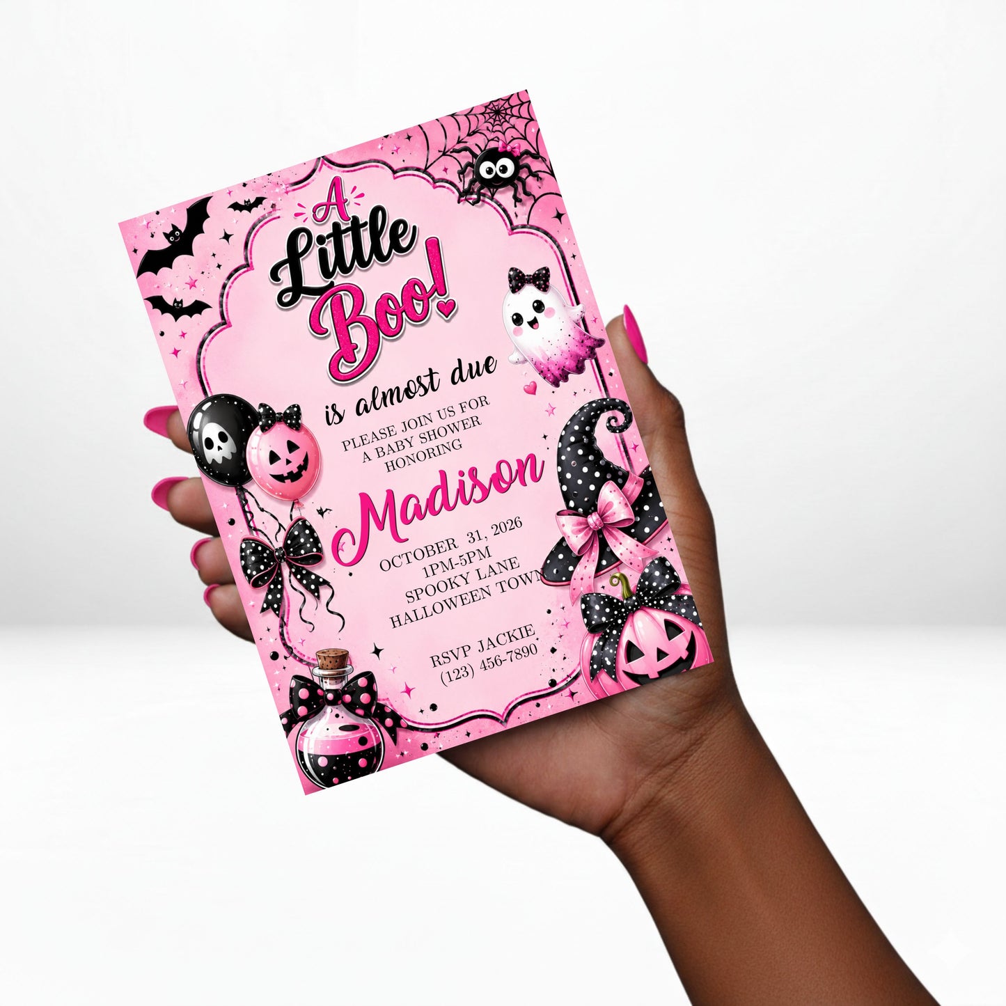 A Little Boo Baby Shower Invitation | Editable Canva Template | Digital Download