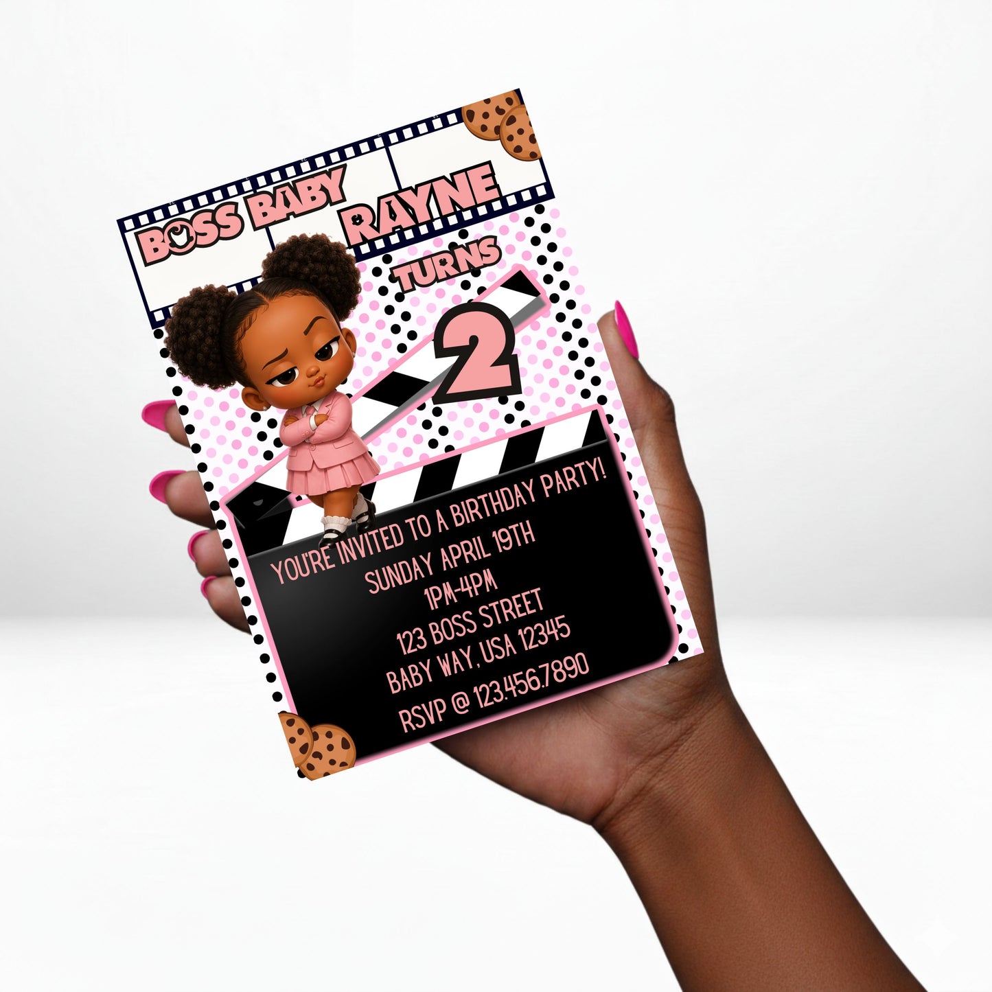 African American Girl Boss Baby 5x7 Digital Invitation | Girl Boss Baby Party Invite | Edit Text with CANVA | Birthday Party Invitation | Digital File Only
