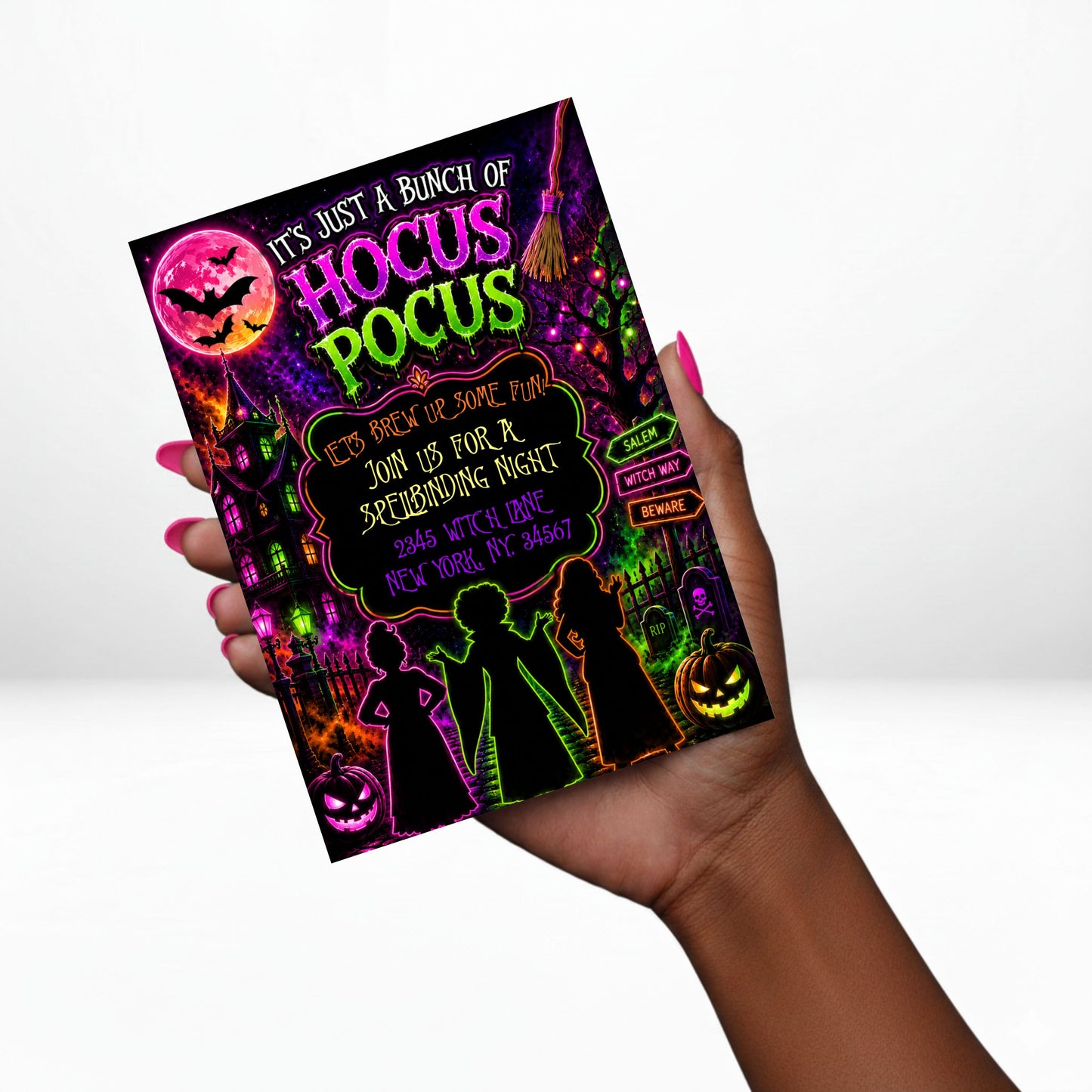 Hocus Pocus Halloween Party Invitation | Editable Canva Template | Digital Download