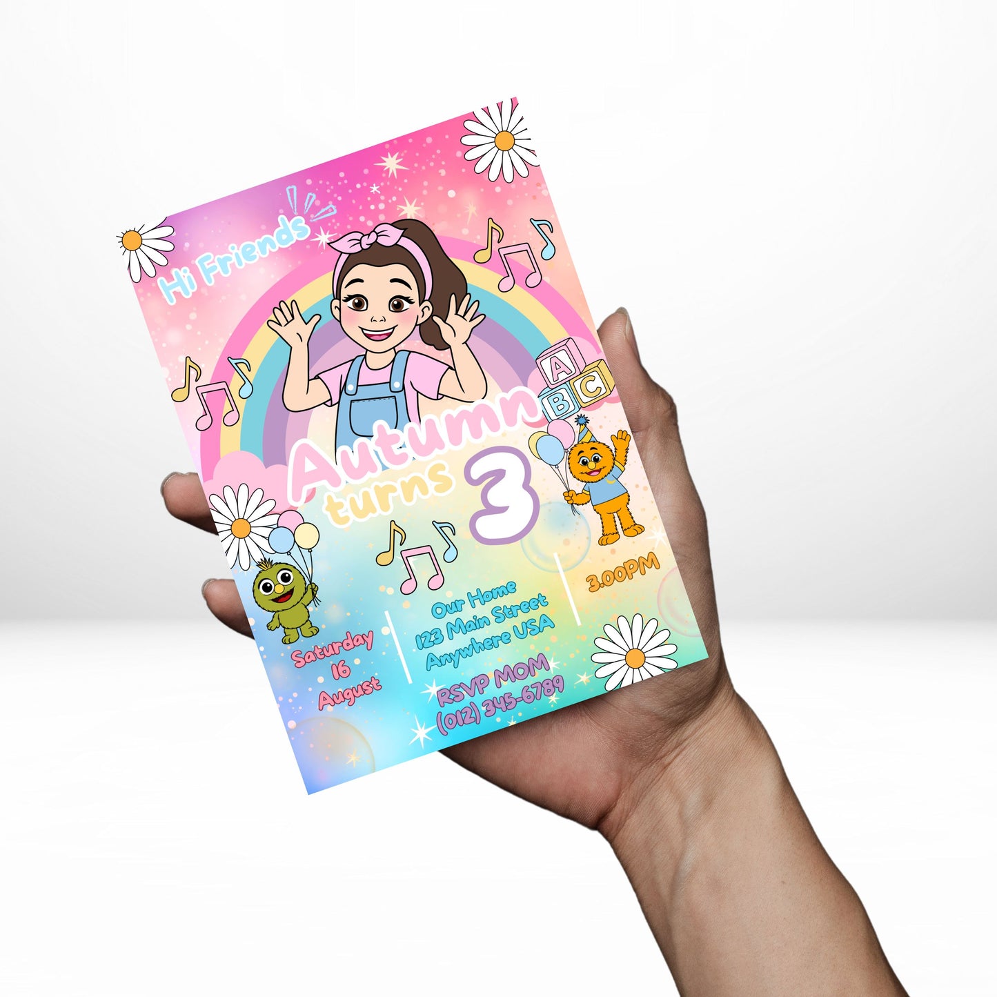 Ms. Rachel 5x7 Digital Invitation | Ms. Rachel Party Invite | Edit Text with CANVA PRO | Birthday Party Invitation | Digital File Only