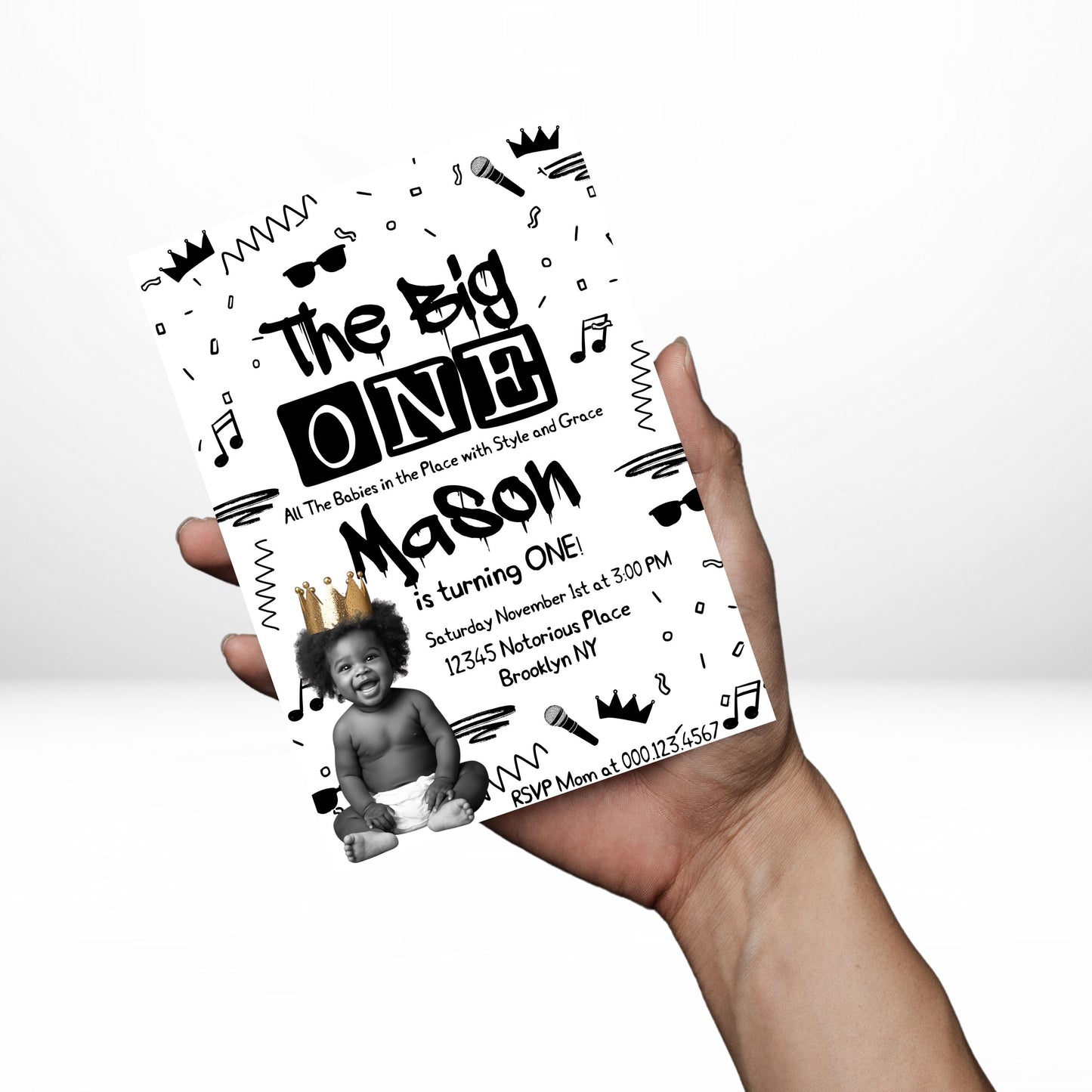 Notorious One 5x7 Digital Invitation | The Big One Party Invite | Edit Text with CANVA PRO | Birthday Party Invitation | Digital File Only