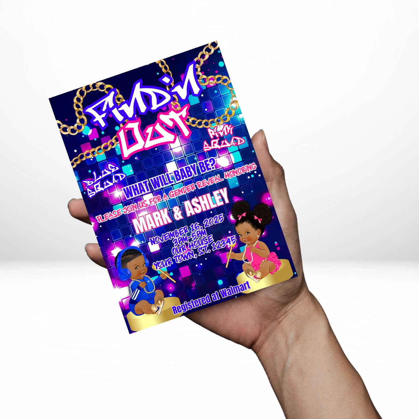 Find'N Out 5x7 Digital Invitation | Find'N Out Gender Reveal Invite | Edit Text with CANVA PRO | Digital File Only