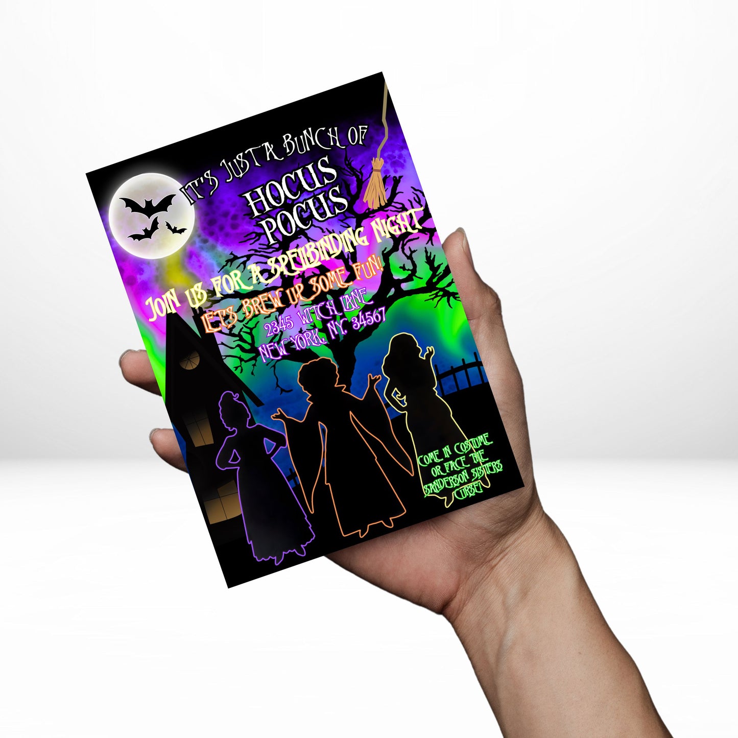 Hocus Pocus 5x7 Digital Invitation | Halloween Birthday Invite | Edit Text with CANVA PRO | Digital File Only