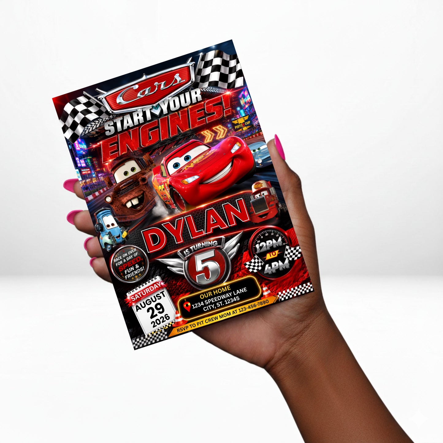 Cars 5x7 Digital Invitation | Cars Birthday Invite | Edit Text with CANVA | Digital File Only